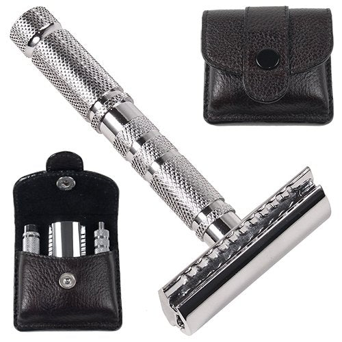 Parker A1R Travel Safety Razor with Leather Case