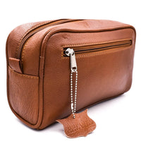 Parker Saddle Brown Leather Wash Bag